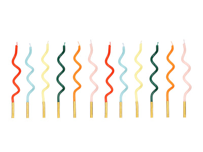 CURLY COLORFUL BIRTHDAY CANDLES [12 PCS]