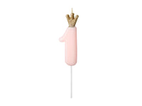 LITTLE CROWN NUMBER 1 PASTEL PINK CANDLE