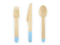 LIGHT BLUE WOODEN CUTLERY [6 SETS]