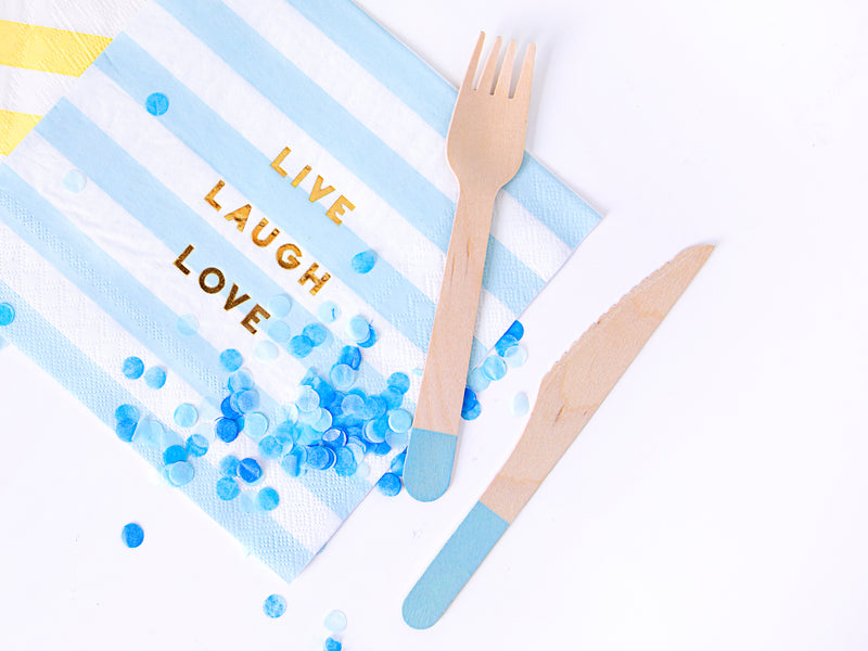 LIGHT BLUE WOODEN CUTLERY [6 SETS]