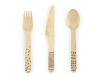 BLACK WOODEN CUTLERY [6 SETS]