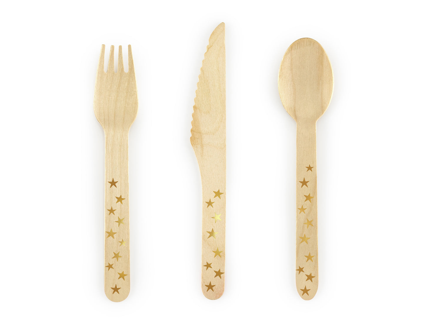 GOLD STAR WOODEN CUTLERY [6 SETS]