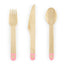 PINK HEART WOODEN CUTLERY [6 SETS]