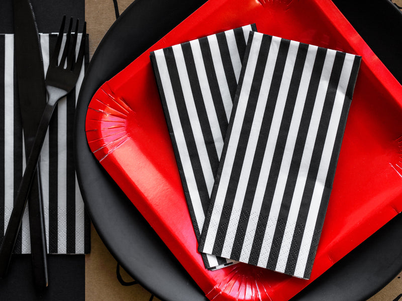 BLACK STRIPES NAPKINS [PACK OF 20]