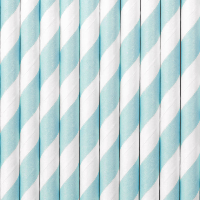 SKY BLUE STRIPED STRAWS [SET OF 10]