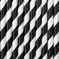 BLACK STRIPED STRAWS [SET OF 10]