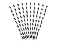 BLACK STRIPED STRAWS [SET OF 10]