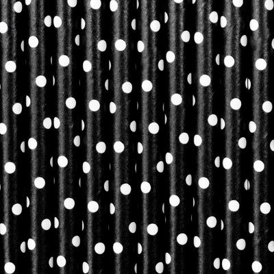 BLACK & WHITE DOTS STRAWS [SET OF 10]
