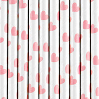 LIGHT PINK HEART STRAWS [SET OF 10]