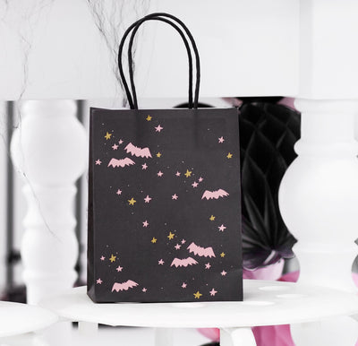 SPOOKY BATS BLACK AND PINK PARTY BAGS [1 PC]