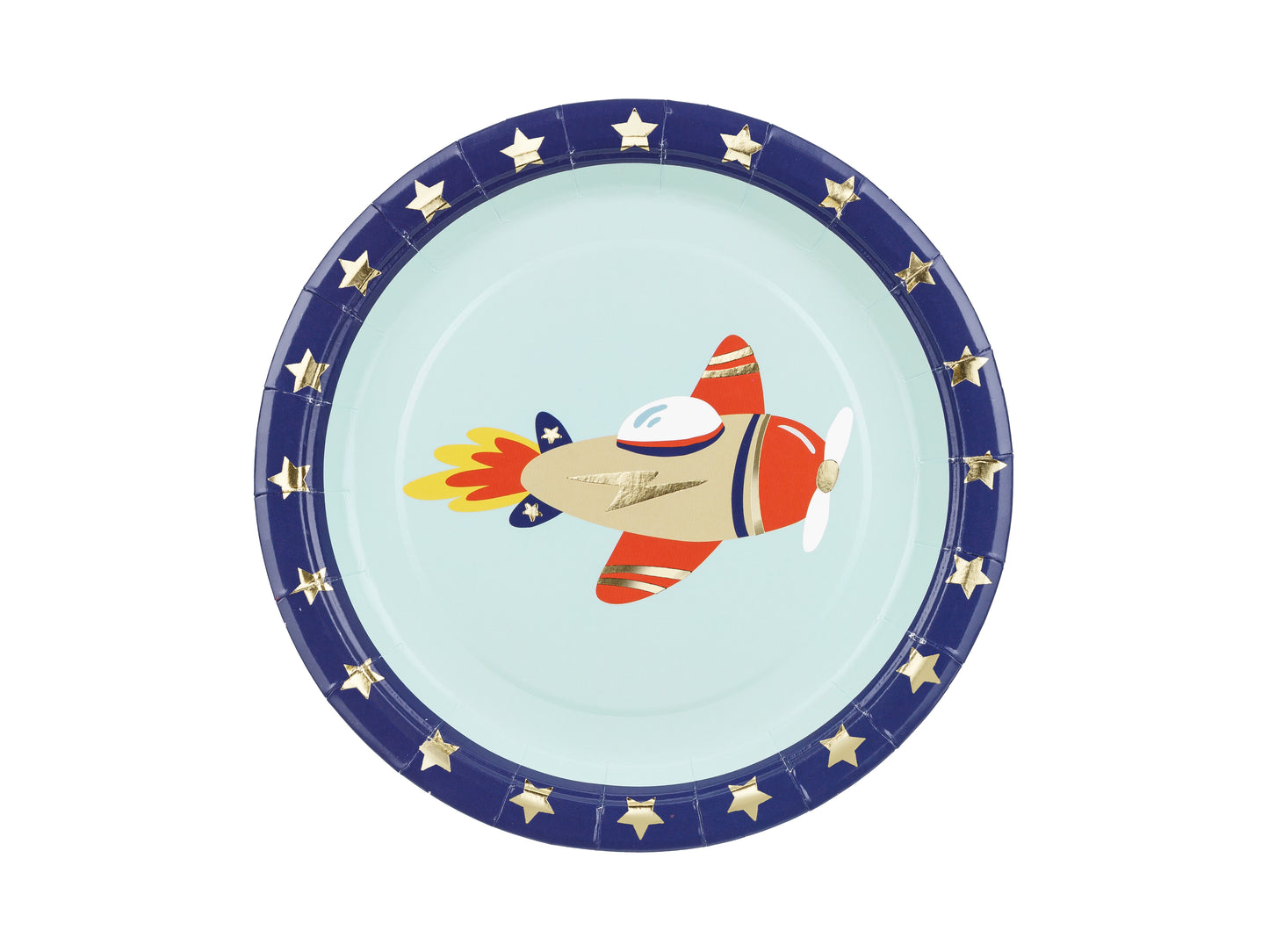 AIRPLANE ROUND PAPER PLATES [SET OF 6]
