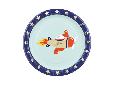 AIRPLANE ROUND PAPER PLATES [SET OF 6]