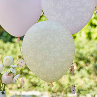 PASTEL FLOWER BALLOON BUNDLE WITH FLORAL BALLOON TAILS [5 PCS]