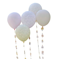 PASTEL FLOWER BALLOON BUNDLE WITH FLORAL BALLOON TAILS [5 PCS]