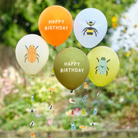 BUG PARTY BIRTHDAY BALLOONS WITH BUG BALLOON TAILS [5 PCS]