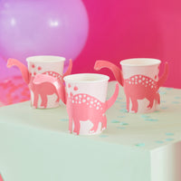 PINK POP OUT DINOSAUR PAPER CUP [SET OF 8]