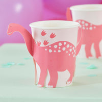 PINK POP OUT DINOSAUR PAPER CUP [SET OF 8]