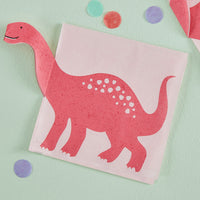 PINK POP OUT DINOSAUR PAPER NAPKIN [PACK OF 16]