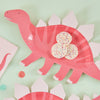 PINK SHAPED DINOSAUR SWEET TREAT PLATE [SET OF 8]