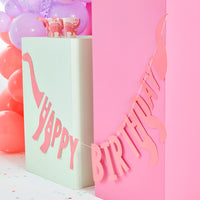 PINK HAPPY BIRTHDAY DINOSAUR SHAPED GARLAND