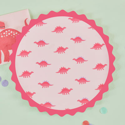 PINK DINOSAUR PRINT PAPER PLATES [SET OF 8]