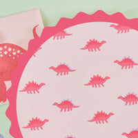 PINK DINOSAUR PRINT PAPER PLATES [SET OF 8]