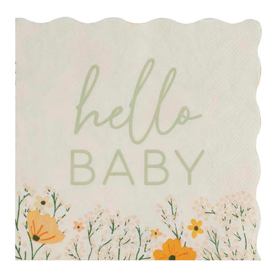 HELLO BABY FLORAL BABY SHOWER NAPKINS