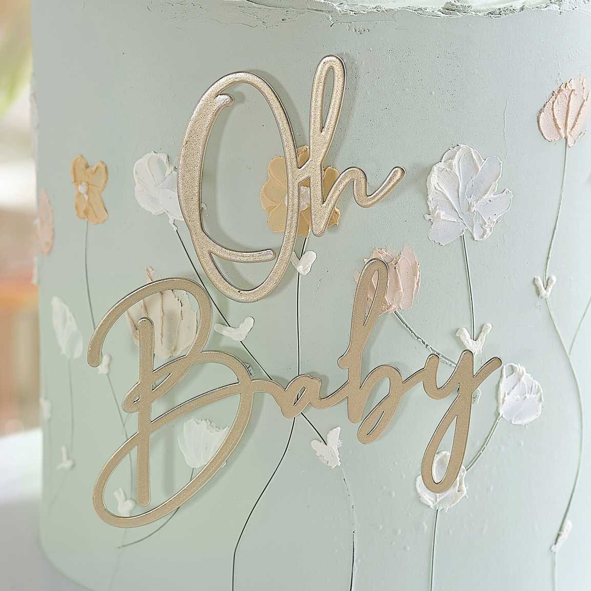 OH BABY GOLD METAL CAKE TOPPER