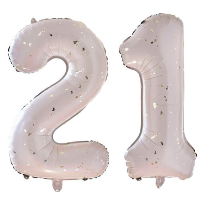 NUDE & GOLD SPECKLE 21st BIRTHDAY BALLOONS