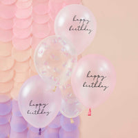 PEARLISED PINK & SHELL CONFETTI BALLOON BUNDLE [5 PCS]