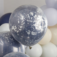 JUMBO DOUBLE LAYERED NAVY & SILVER BALLOONS [3 PCS]