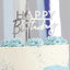 SILVER HAPPY BIRTHDAY CAKE TOPPER