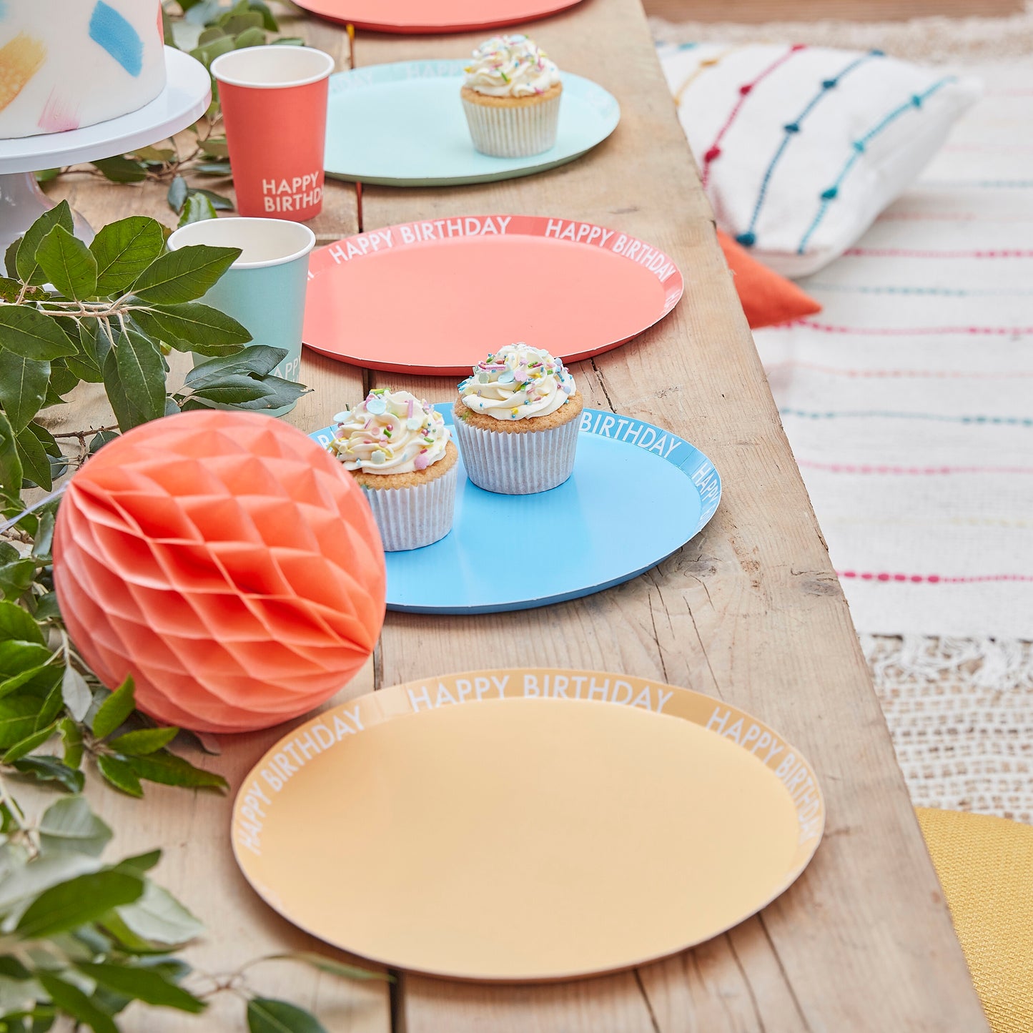 BRIGHT HAPPY BIRTHDAY PAPER PLATES [SET OF 8]