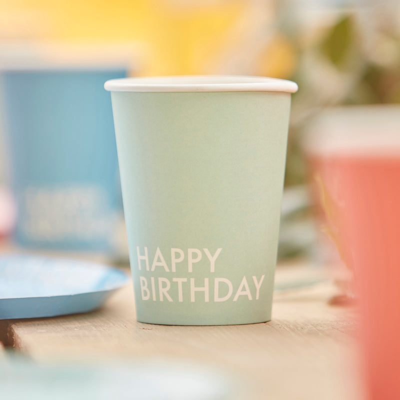 BRIGHT HAPPY BIRTHDAY PAPER CUPS [SET OF 8]