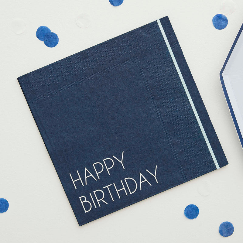 NAVY HAPPY BIRTHDAY NAPKINS [PACK OF 16]