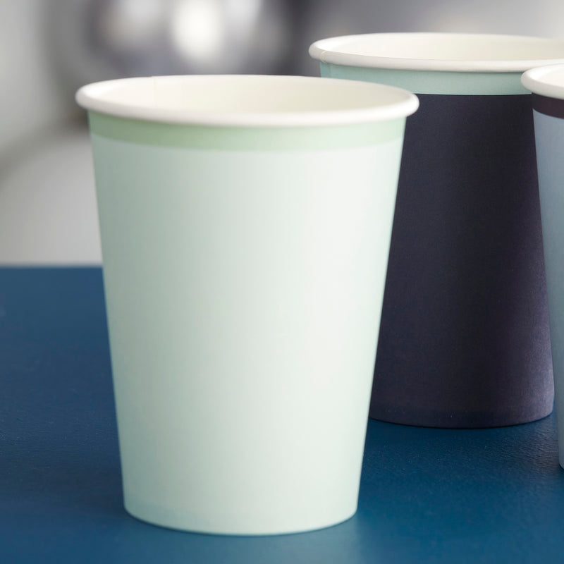 NAVY, BLUE & MINT PAPER CUPS [SET OF 8]