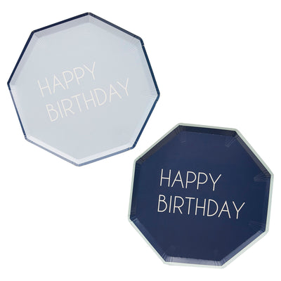 NAVY & BLUE HAPPY BIRTHDAY PAPER PLATES [SET OF 8]